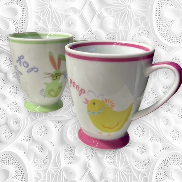 Starbucks 2007 Spring Bunny Hop & Chick Peep Coffee Cups 7 oz Easter Mugs Set 2 - Picture 2 of 15